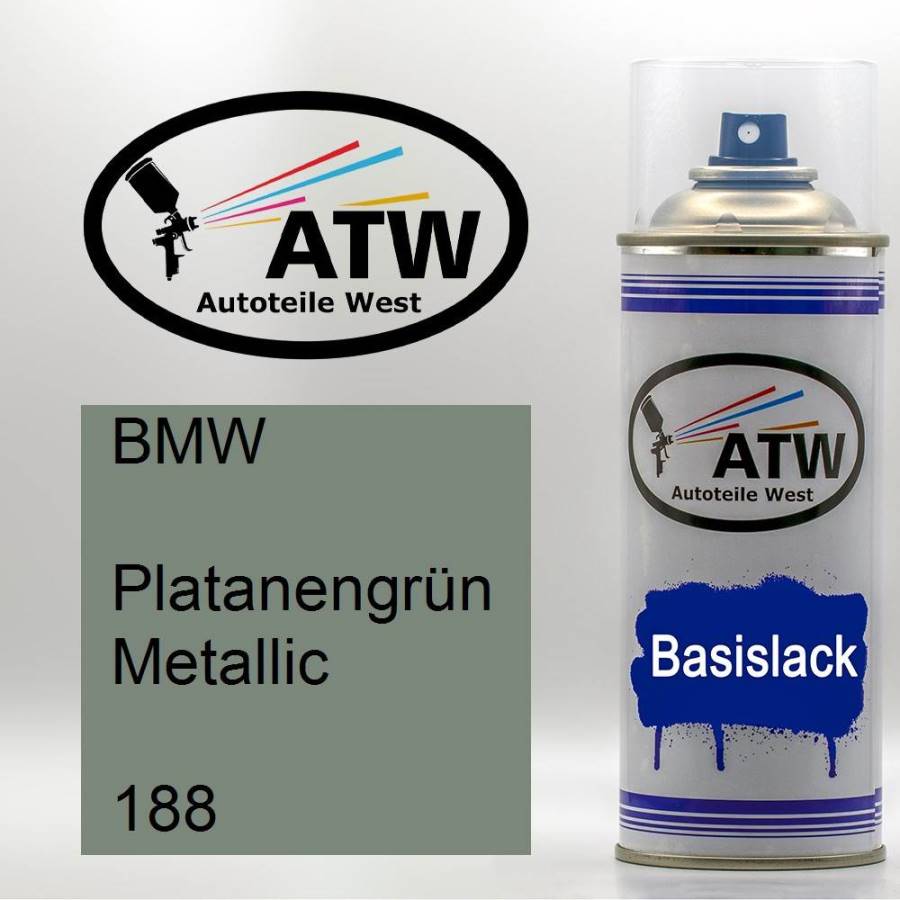 BMW, Platanengrün Metallic, 188: 400ml Sprühdose, von ATW Autoteile West.